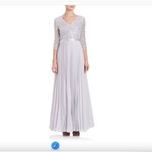 Platinum Gray Sequinned and Chiffon Kay Unger Gown size 8